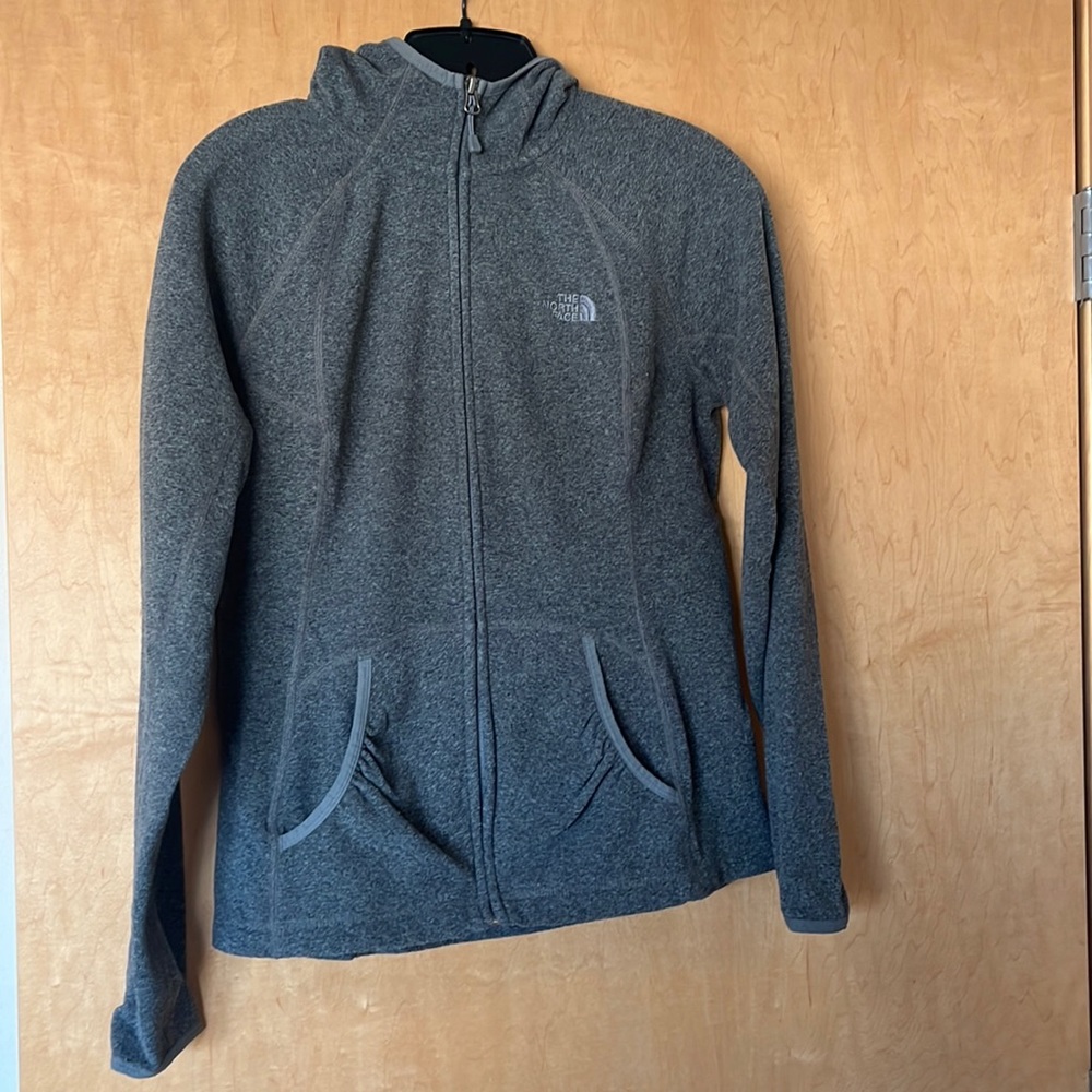 Women’s The North Face Fleece hooded full zip sweatshirt - size M - gray
